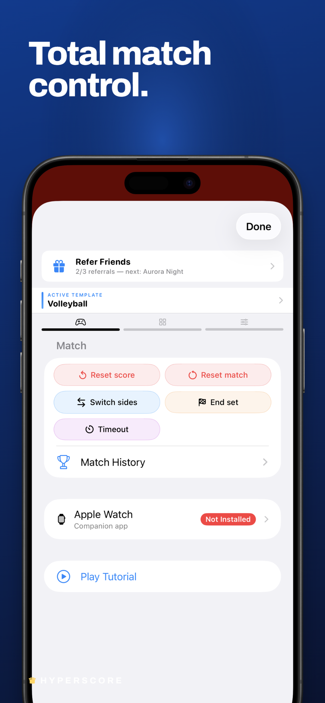 HyperScore match controls