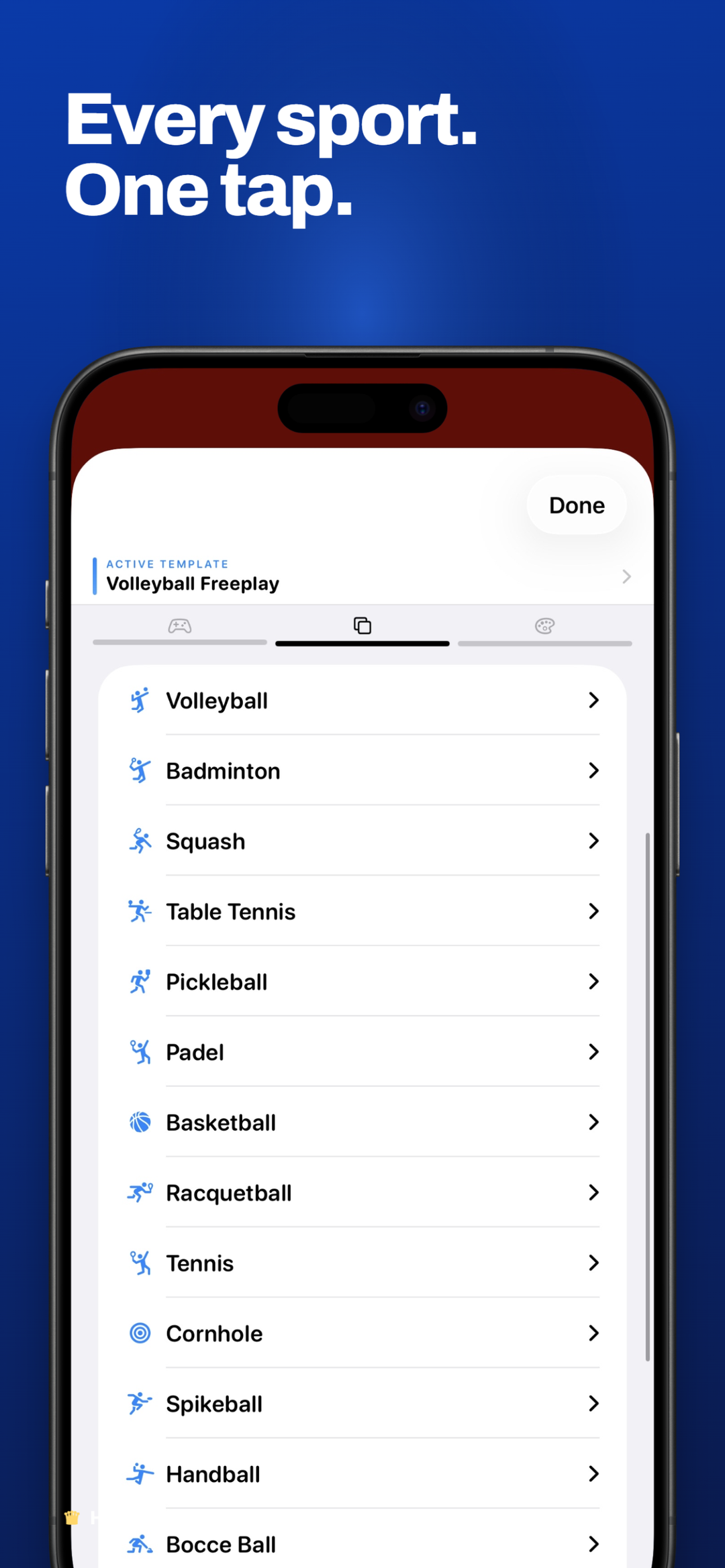 HyperScore sport template picker